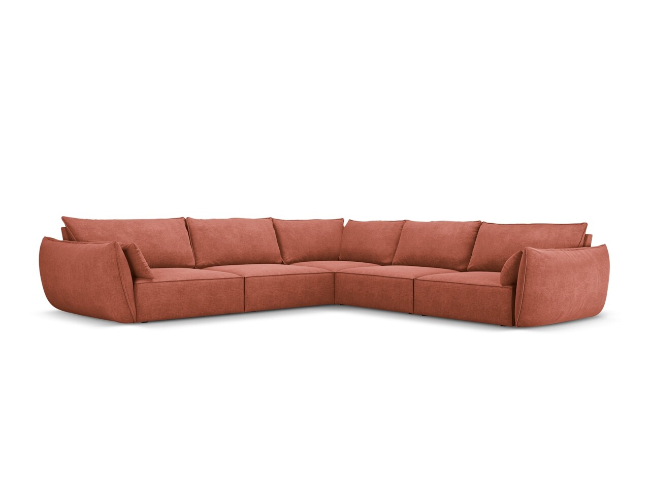 Coltar simetric 7 locuri, Kaelle, Micadoni Home, BL, 286x286x85 cm, poliester chenille, caramiziu - imagine 6